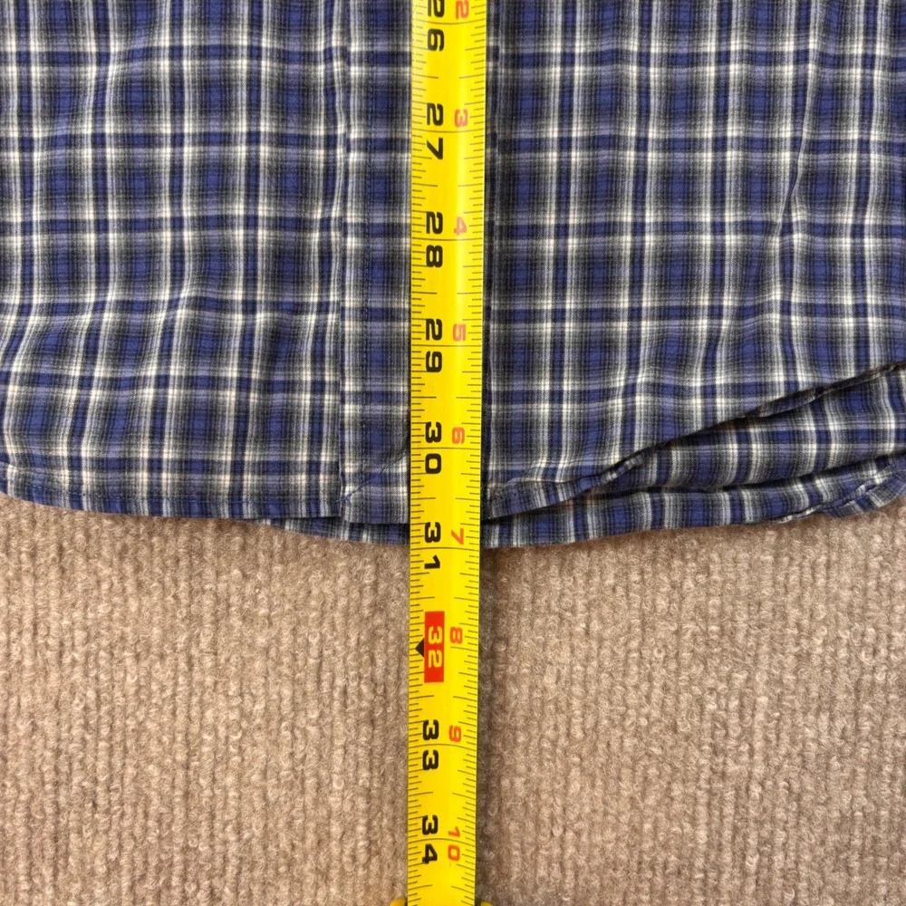 Ralph Lauren Blue Gray Custom Fit Plaid Button Down Shirt Men's Size XXL EUC